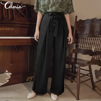 Celmia Elegant Pants Women Casual Long Trousers High Waist Vintage Wide Leg Pants Bandage Loose Buttons Fashion Work Pantalon
Celmia Elegant Pants Women Casual Long Trousers High Waist Vintage Wide Leg Pants Bandage Loose Buttons Fashion Work Pantalon