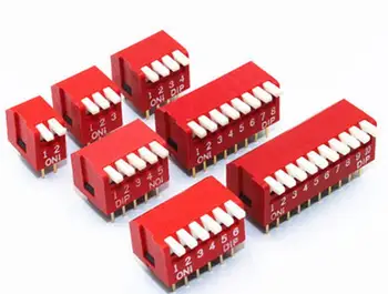 

10pcs/lot Slide Type Lateral Switch Module 2P 3P 4P 5P 6P 8P 10P 2.54mm Position Way DIP Red Pitch Toggle Switch Red Snap Switch