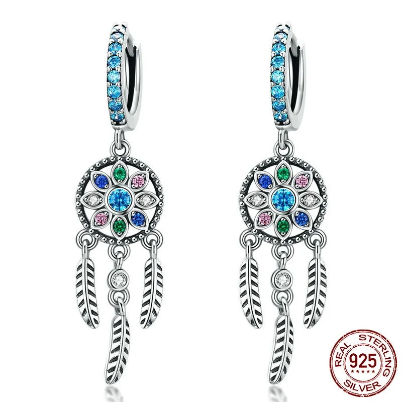 S925 Feather Dreamcatcher Earrings Authentic 925 Sterling Silver Drop Earrings For Women Wedding Party Gift
S925 Feather Dreamcatcher Earrings Authentic 925 Sterling Silver Drop Earrings For Women Wedding Party Gift