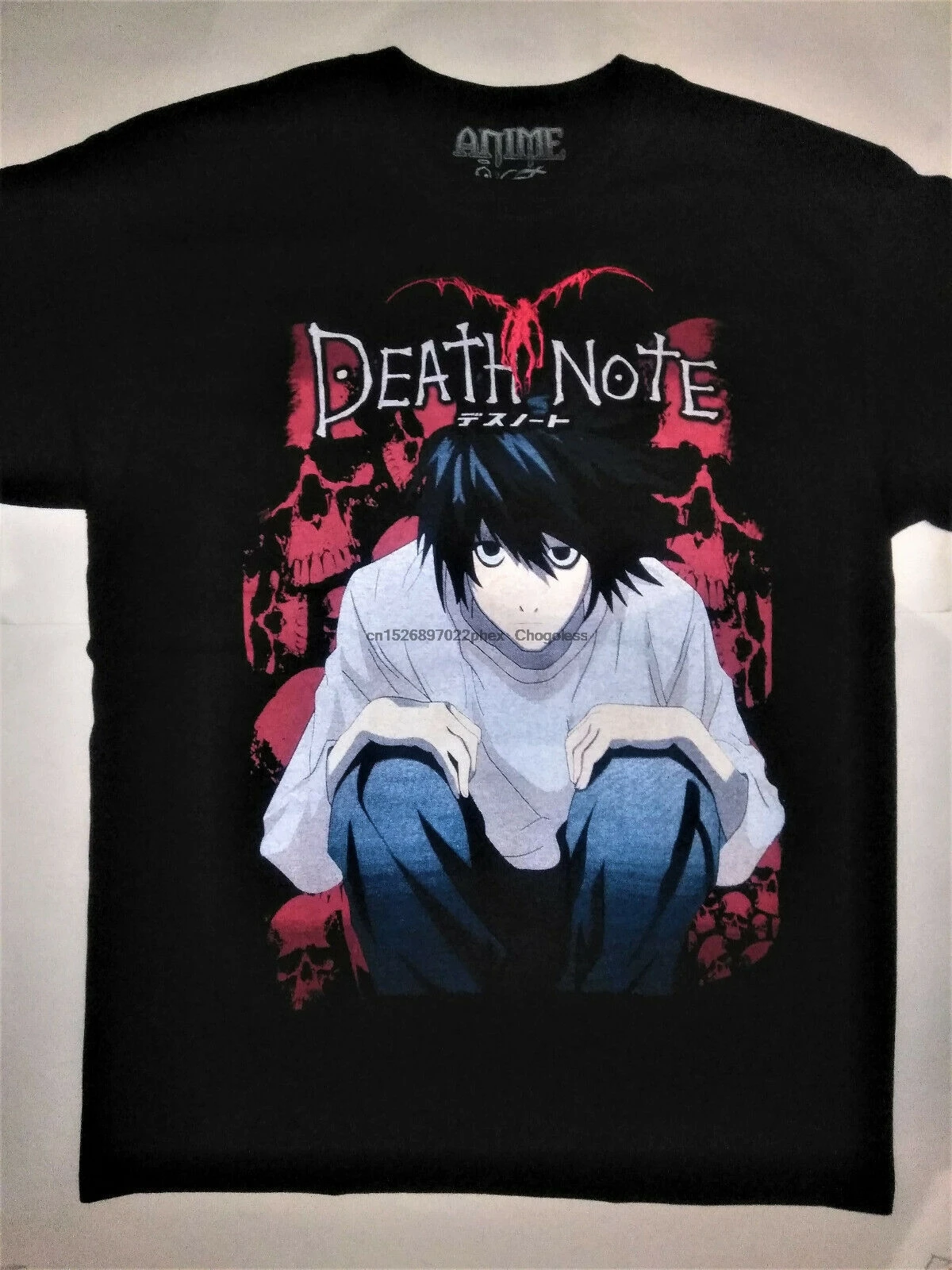 DEATH NOTE T-Shirt RARE Embroidered Logo Manga Anime L Lawliet Light Yagami Ryuk |