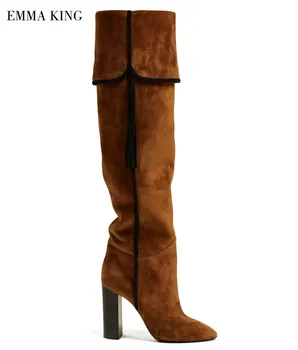 Women Brand Fashion Black Brown Sude Boots Solid Pointed Toe Tassel Fringed Chunky Heels Women Thin High Boots Women Autumn Shoe
Women Brand Fashion Black Brown Sude Boots Solid Pointed Toe Tassel Fringed Chunky Heels Women Thin High Boots Women Autumn Shoe