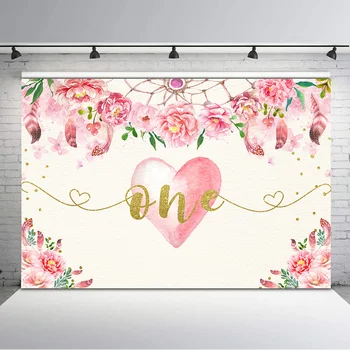 Pink Heart First Birthday Backdrop Dreamcatcher Flowers 1st Birthday Photo Background Baby Shower Photography Bakdrops 
Pink Heart First Birthday Backdrop Dreamcatcher Flowers 1st Birthday Photo Background Baby Shower Photography Bakdrops
