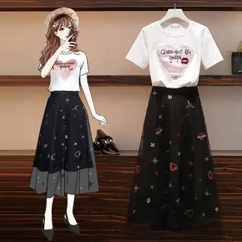 Oneimirry Plus Size Two Piece Set O-neck Short Sleeve Sequined Top Mesh Skirt Sets Black White Clothes Women 2 Piece Outfit 2020
Oneimirry Plus Size Two Piece Set O-neck Short Sleeve Sequined Top Mesh Skirt Sets Black White Clothes Women 2 Piece Outfit 2020