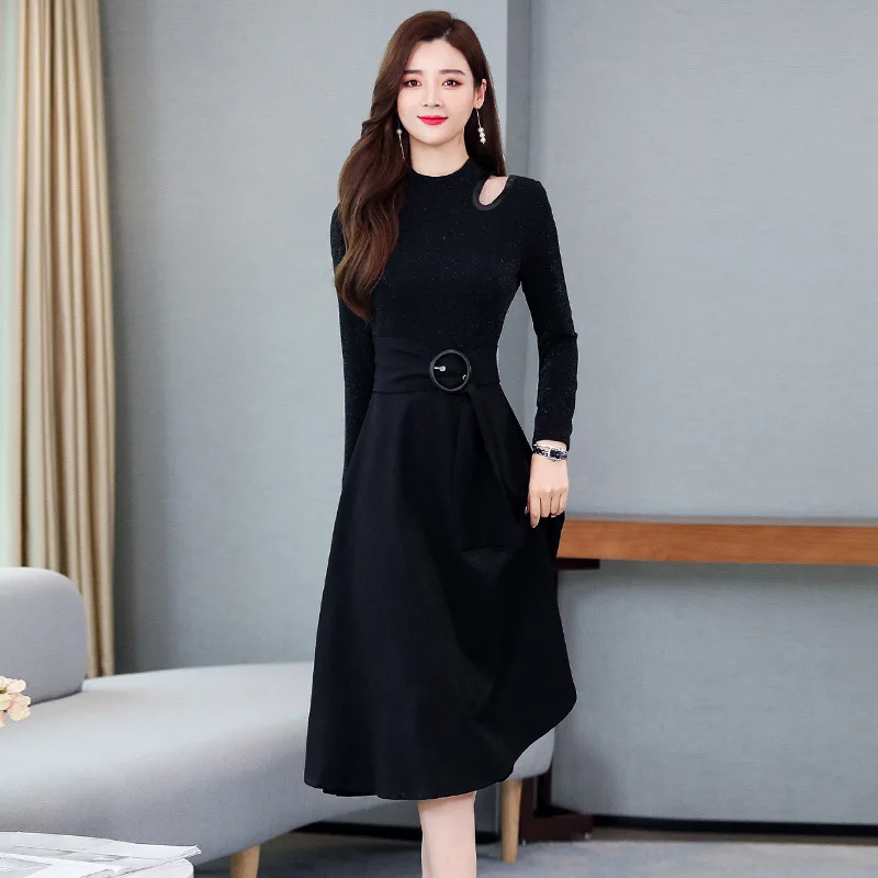 Dress Solid Color Commuting Korean-style 2019 Autumn Long Sleeve Long Skirts Black And White with Pattern Mid-length Elegant Ele
Dress Solid Color Commuting Korean-style 2019 Autumn Long Sleeve Long Skirts Black And White with Pattern Mid-length Elegant Ele
