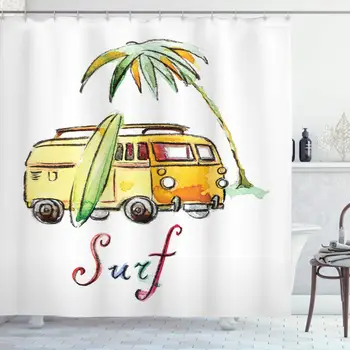 Surfboard Decor Collection, Hand Drawn Surfing Car Summertime Seaside Traveling Vehicle Palm Tree Vacation Road Image, Polyester
Surfboard Decor Collection, Hand Drawn Surfing Car Summertime Seaside Traveling Vehicle Palm Tree Vacation Road Image, Polyester
