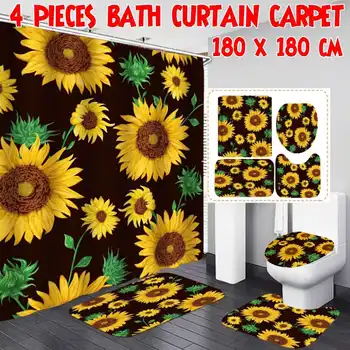 New Sunflower Printing Bathroom Shower Curtain Sets Non-Slip Rugs Toilet Lid Cover and Bath Mat Waterproof Curtains Home Decor
New Sunflower Printing Bathroom Shower Curtain Sets Non-Slip Rugs Toilet Lid Cover and Bath Mat Waterproof Curtains Home Decor