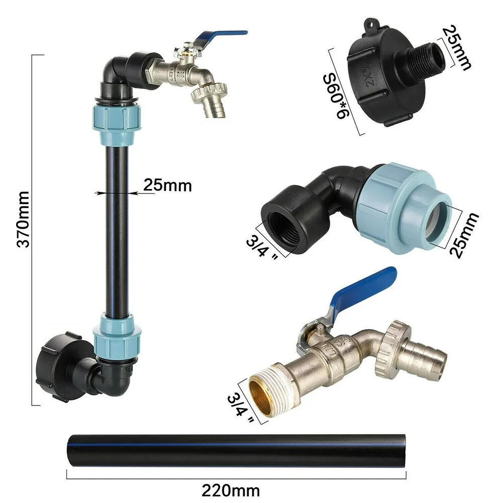 IBC Tank Tap Adapter IBC Tank Thread Faucet With 1 Tube And 2 Curved Connectors Home Garden Irrigation Water Connector Suit
IBC Tank Tap Adapter IBC Tank Thread Faucet With 1 Tube And 2 Curved Connectors Home Garden Irrigation Water Connector Suit
