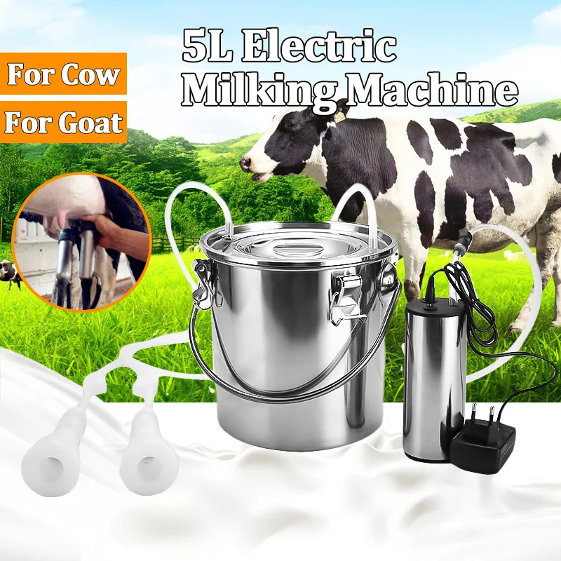 5L Upgraded Version Double Head Electric Cow Goat Sheep Milking Machine Vacuum Pump Stainless Steel Bucket 220V Milking Machines
5L Upgraded Version Double Head Electric Cow Goat Sheep Milking Machine Vacuum Pump Stainless Steel Bucket 220V Milking Machines