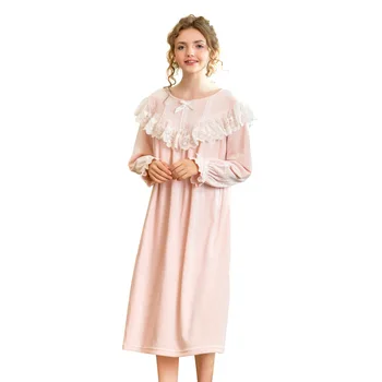 Small Round Neck Long Sleeve Nightdress Female Palace Style Flannel Warm and Comfortable Ladies Autumn and Winter Princess Dress
Small Round Neck Long Sleeve Nightdress Female Palace Style Flannel Warm and Comfortable Ladies Autumn and Winter Princess Dress