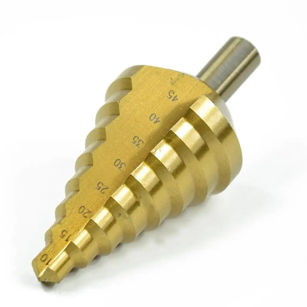 HSS Titanium Coated Step Drill Bit set 10-45mm Triangle Shank for Metal Wood Drill Hole Cutter Tools Step Cone Drill Bit
HSS Titanium Coated Step Drill Bit set 10-45mm Triangle Shank for Metal Wood Drill Hole Cutter Tools Step Cone Drill Bit
