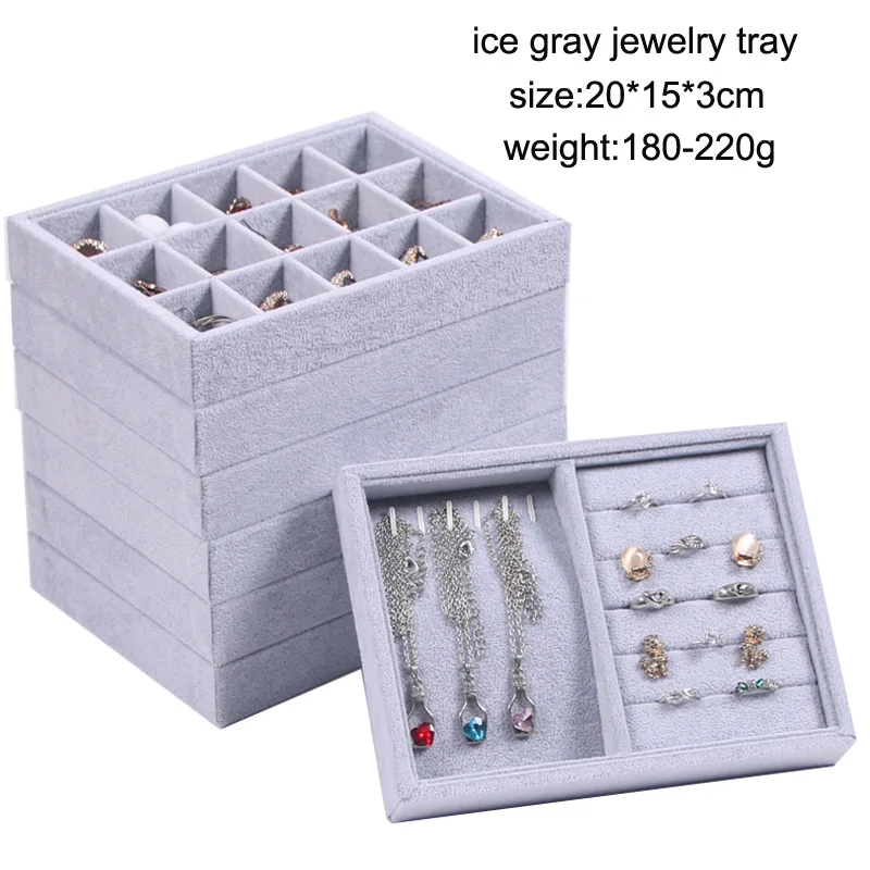 2020 Ice Gray Jewelry Box Drawer Storage Organizer Gray Soft Velvet Jewellery Earring Necklace Pendant Bracelet Tray 9 Options
2020 Ice Gray Jewelry Box Drawer Storage Organizer Gray Soft Velvet Jewellery Earring Necklace Pendant Bracelet Tray 9 Options