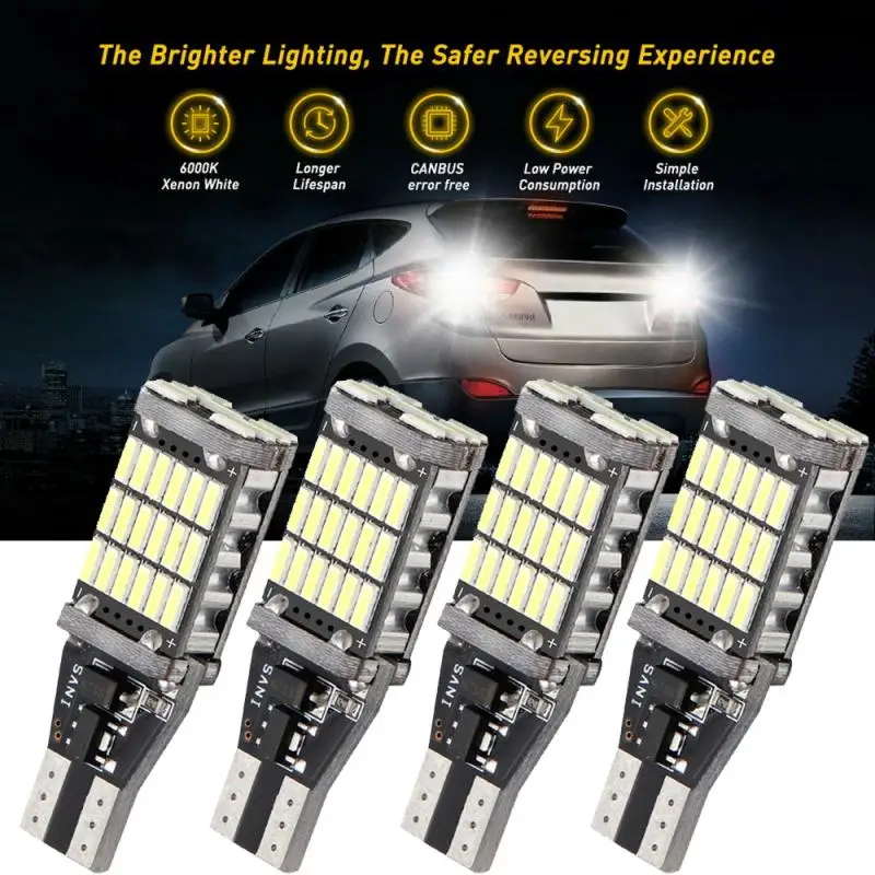 Фото 4PCS T15 Auto Car Super Bright W16W 921 45 SMD LED 4014 Reverse Light Reversing Lighting Back Up Lamp | Автомобили и мотоциклы