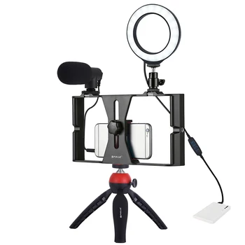 Puluz 4 In 1 Vlogging Live Broadcast Smartphone Video Rig +4.6 Inch Ring Led Video Light & Microphone+Tripod Mount+Tripod Head
Puluz 4 In 1 Vlogging Live Broadcast Smartphone Video Rig +4.6 Inch Ring Led Video Light & Microphone+Tripod Mount+Tripod Head