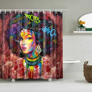 Dafield African American Shower Curtain With Necklace Earring and Ethnic Turban Ornaments African Print Shower Curtain Women 
Dafield African American Shower Curtain With Necklace Earring and Ethnic Turban Ornaments African Print Shower Curtain Women