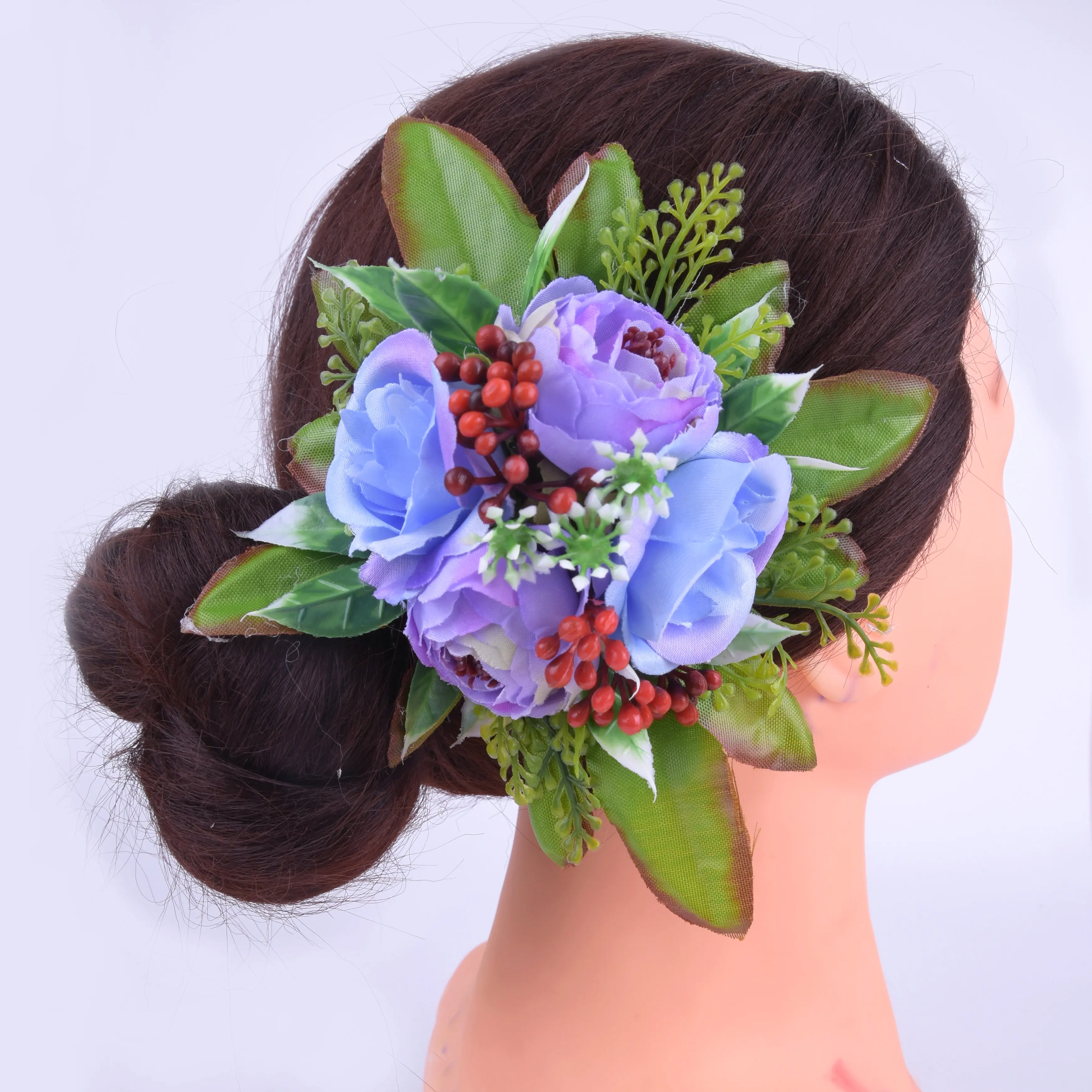 

Free shipping 48 pcs/ lot HC00023 14cm silk rose hair clip women hair accessories Hawaii tropical flower headwear hairpin 4 colo