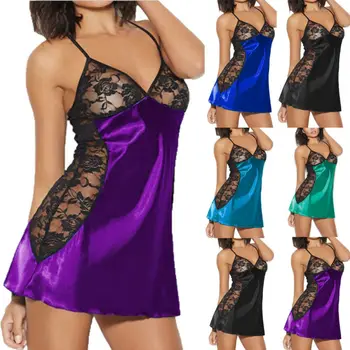 Hot Women Sexy-Lingerie Nightgowns Underwear Strap Sleeveless Deep Lace V-neck Mini Dress Sleepwear Female Sleepwear 5 Colors
Hot Women Sexy-Lingerie Nightgowns Underwear Strap Sleeveless Deep Lace V-neck Mini Dress Sleepwear Female Sleepwear 5 Colors