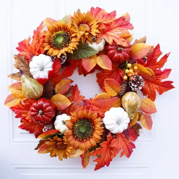 50cm Artificial Pumpkin Wreath Autumn Harvest Front Door Garland Thanksgiving Decoration Halloween Party Supplies
50cm Artificial Pumpkin Wreath Autumn Harvest Front Door Garland Thanksgiving Decoration Halloween Party Supplies