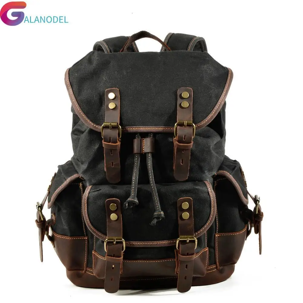 Canvas Cotton Oil Wax Backpack Mens Large Capacity Vintage Waterproof Backpack 15" Laptops Daypacks Rivets bookbag
Canvas Cotton Oil Wax Backpack Mens Large Capacity Vintage Waterproof Backpack 15" Laptops Daypacks Rivets bookbag