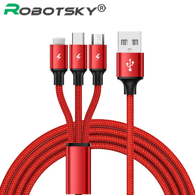 3 IN 1 8Pin USB Type C Micro USB Cable For Huawei Samsung USB Fast Charging Cables Nylon Braided Cord Universal Data Cable
3 IN 1 8Pin USB Type C Micro USB Cable For Huawei Samsung USB Fast Charging Cables Nylon Braided Cord Universal Data Cable