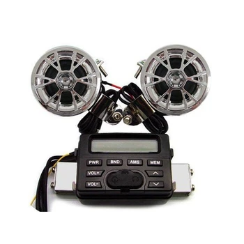 NEW-Motorcycle Sound System Handlebar Mount 2 Speakers FM Radio o MP3 Stereo 12V for Honda Kawasaki Suzuki KTM