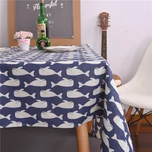Table-Cloth Fabric-Decorative Linen Kitchen Home for Fish-Print High-Quality