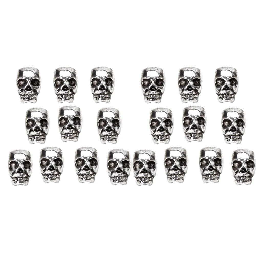 20pcs Tibetan silver color Skull Charm Spacer Beads For Bracelet Jewelry Making