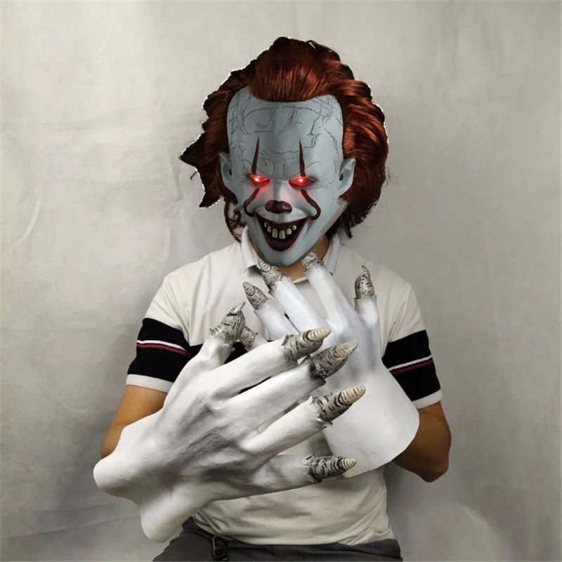 Latex 2019 Movie Stephen King It Chapter Two 2 Pennywise Mask with Golves Cosplay Horror LED Joker Masks Halloween Party Prop
Latex 2019 Movie Stephen King It Chapter Two 2 Pennywise Mask with Golves Cosplay Horror LED Joker Masks Halloween Party Prop