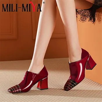MILI-MIYA Luxury Designer Autumn Spring Soft Cow Leather Pumps Wine Red Square Toe Heels High Quality Slip On Ladies Party Shoes
MILI-MIYA Luxury Designer Autumn Spring Soft Cow Leather Pumps Wine Red Square Toe Heels High Quality Slip On Ladies Party Shoes