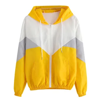 Women Long Sleeve Zipper Pockets Casual Sport Coat multi Color cut and sew windbreaker with hood Color block Coats кофта женская
Women Long Sleeve Zipper Pockets Casual Sport Coat multi Color cut and sew windbreaker with hood Color block Coats кофта женская