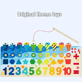 Wooden Children Fishing Toys Numbers Stacking Blocks Kids Early Educational Toys 3-in-1 Logarithmic Plate
Wooden Children Fishing Toys Numbers Stacking Blocks Kids Early Educational Toys 3-in-1 Logarithmic Plate