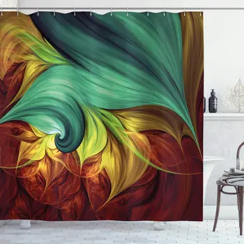 Fractal Shower Curtain Computer Art Fluid Color Tones with Abstract Forms Bathroom Decor Set with Hooks 75" Long Yellow Teal
Fractal Shower Curtain Computer Art Fluid Color Tones with Abstract Forms Bathroom Decor Set with Hooks 75" Long Yellow Teal