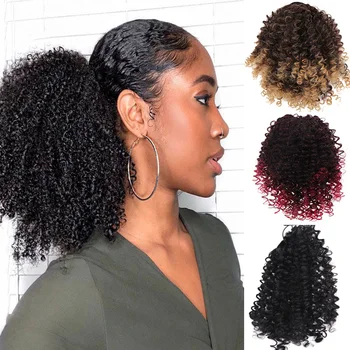 DIANQI drawstring ponytail black synthetic hair afro kinky curly ponytail extension for black female natural ponytail hair
DIANQI drawstring ponytail black synthetic hair afro kinky curly ponytail extension for black female natural ponytail hair
