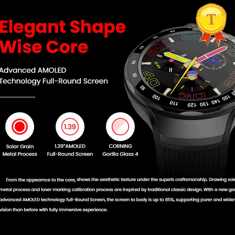 Лидер продаж 2020 мужские Смарт часы с видеозвонком 4G двойная камера Мп + AOMLED GPS/GLONASS