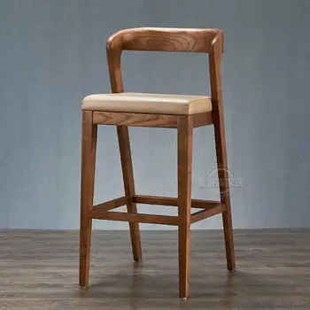 Nordic solid wood bar stool bar stool backrest armrest padded Chinese-style log bar bar high chair
Nordic solid wood bar stool bar stool backrest armrest padded Chinese-style log bar bar high chair