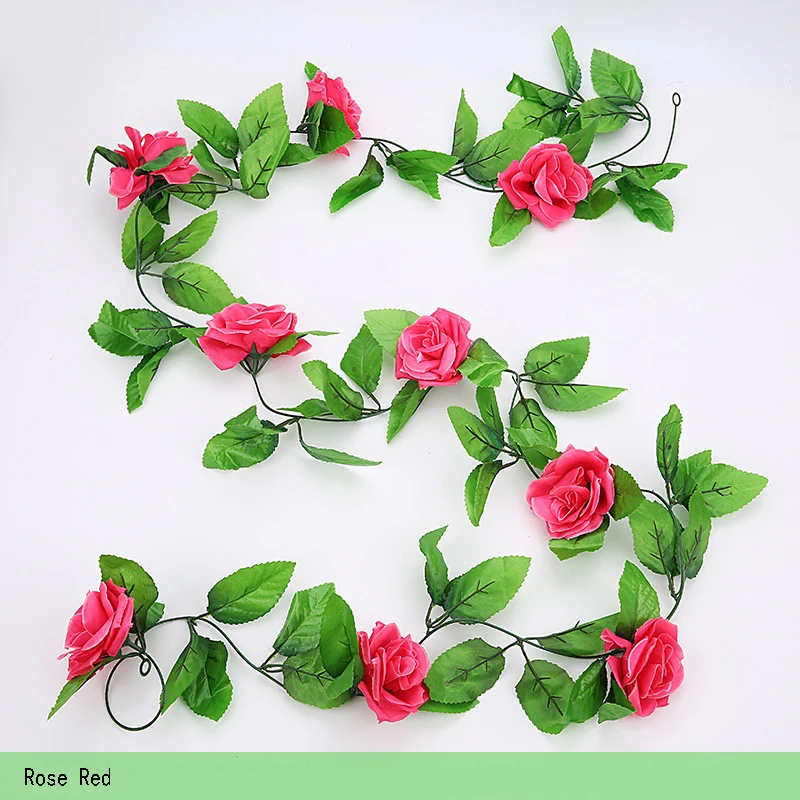 Tanie 250 cm/lot jedwabne róże stroik z bluszczu z zielonymi liśćmi sklep