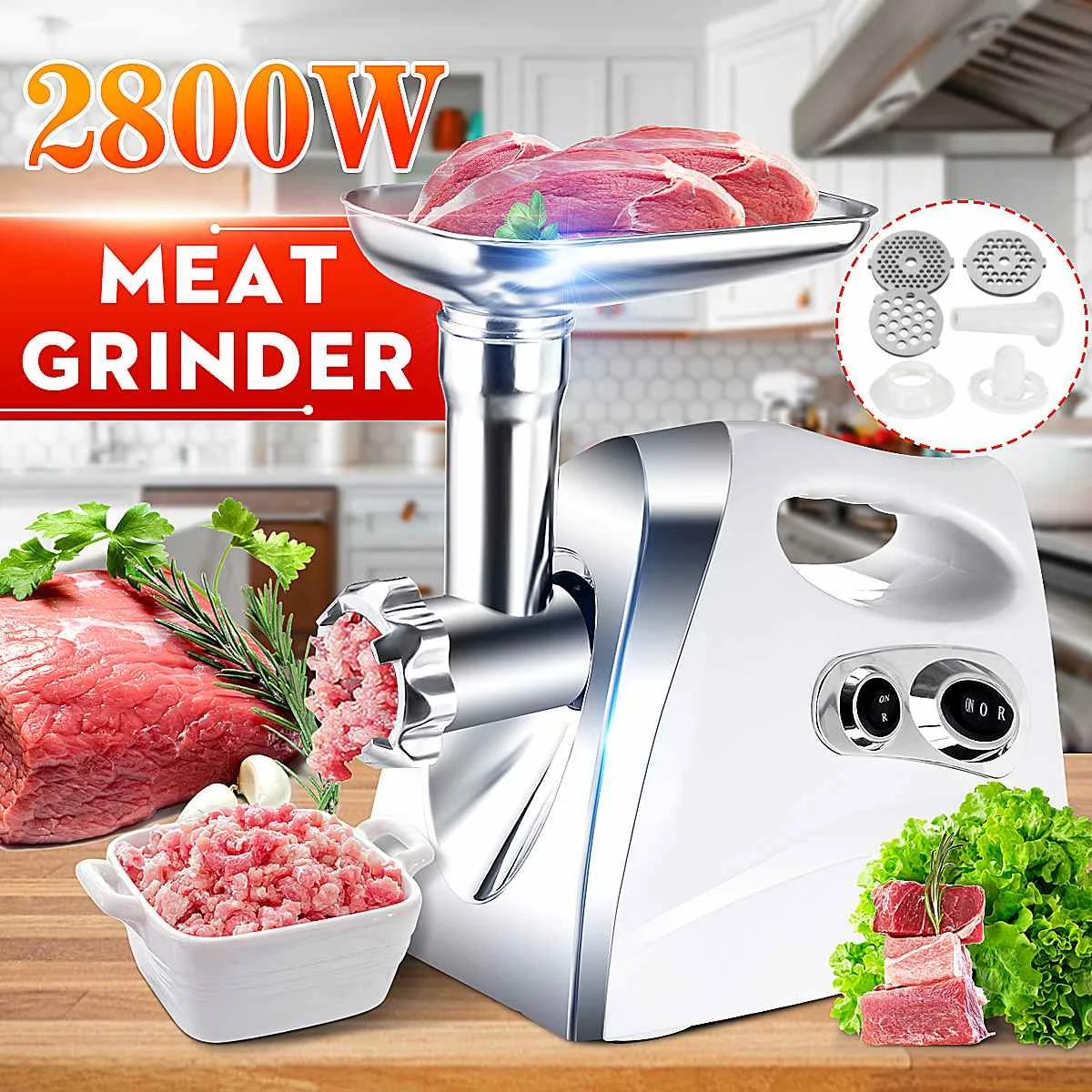 2800W Electric Meat Grinder Sausage Maker Stainless Steel Powerful Food Grinding Cutter Stuffer Meat Mincer Slicer DIY Grinders
2800W Electric Meat Grinder Sausage Maker Stainless Steel Powerful Food Grinding Cutter Stuffer Meat Mincer Slicer DIY Grinders