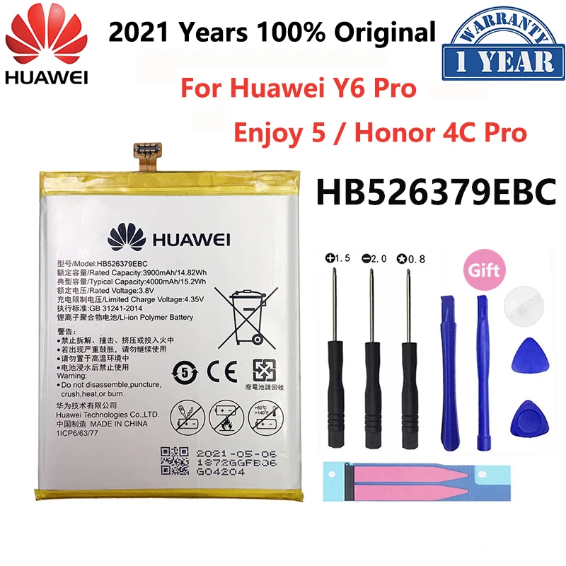100% Оригинальный HB526379EBC аккумулятор для телефона Huawei Y6 Pro Enjoy 5 Honor 4C TIT-L01-CL00 TIT-TL00 4000