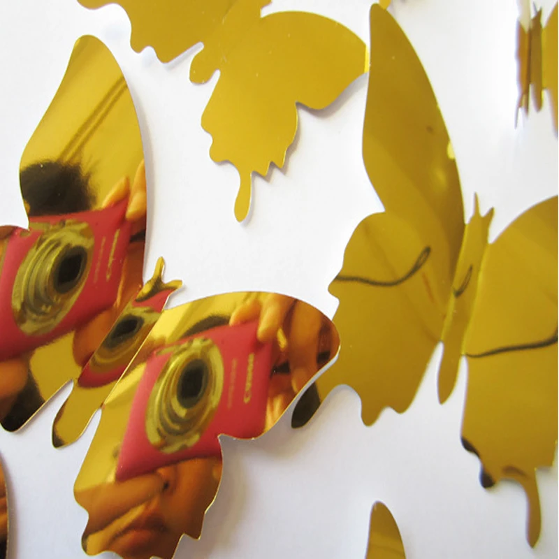 24 шт. 3D зеркала настенное украшение в виде бабочки Наклейки на стены искусства