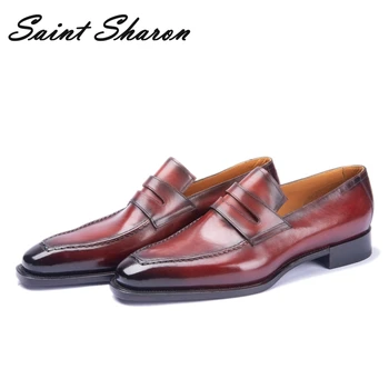 

Men's Formal Shoes Leather Italian Designer Social Office High Quality Luxury Business Elegant Red Brand Lok Fu Shoes