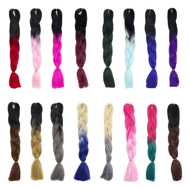 

1Pc 60cm Long Ombre Synthetic Hair Braiding Twist Crochet Jumbo Braids Kanekalon Mambo Hair Extension Wig Professional