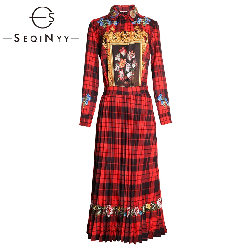 SEQINYY Red Plaid Set 2020 Spring Autumn New Fashion Design Women Vintage Flower Print Beading Crystal Shirt + Long Skirt Suit
SEQINYY Red Plaid Set 2020 Spring Autumn New Fashion Design Women Vintage Flower Print Beading Crystal Shirt + Long Skirt Suit