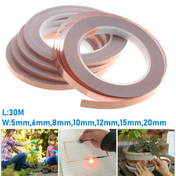 30m Adhesive Tape Copper Slug Tape Anti-static Single-sided Super Repair Crack Conductive Copper Foil Tapes 
30m Adhesive Tape Copper Slug Tape Anti-static Single-sided Super Repair Crack Conductive Copper Foil Tapes