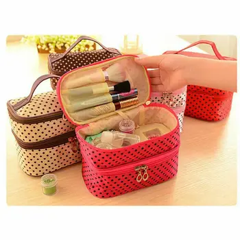 Fashion Women Double Layer Cosmetic Bag Multifunction Ladies Dot Print Toiletry Bag Unisex Travel Portable Makeup Wash Pouch 
Fashion Women Double Layer Cosmetic Bag Multifunction Ladies Dot Print Toiletry Bag Unisex Travel Portable Makeup Wash Pouch