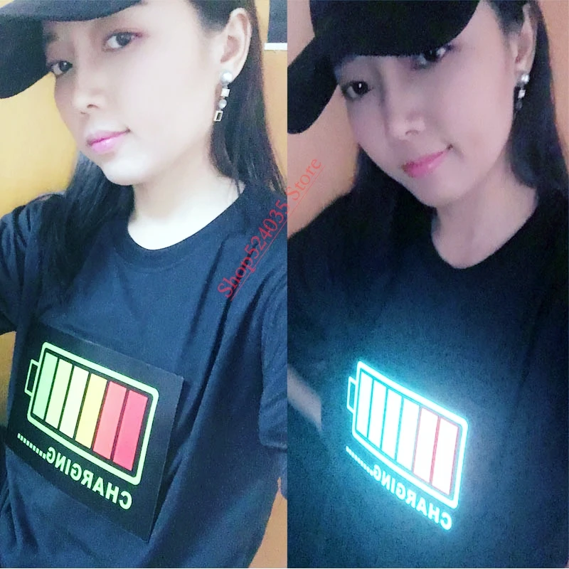LED Luminous T-Shirts Cool Party Womens Neon Clothing Sound Control Music Flash Luminous Clothes Cotton Short Sleeve T-shirt
LED Luminous T-Shirts Cool Party Womens Neon Clothing Sound Control Music Flash Luminous Clothes Cotton Short Sleeve T-shirt