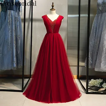 Erosebridal Red Evening Dress 2020 New V Neck A Line Elegant Long Formal Dress Gold Beaded Lace Up Back Simple Style 
Erosebridal Red Evening Dress 2020 New V Neck A Line Elegant Long Formal Dress Gold Beaded Lace Up Back Simple Style