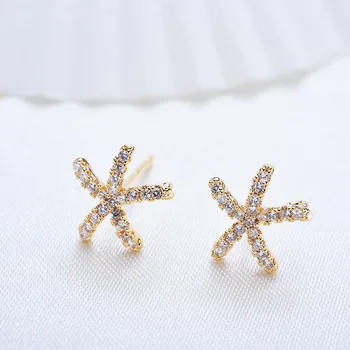

4PCS 10MM 24K Gold Color Plated Brass with Zircon starfish Earring Hooks High Quality Diy Jewelry Findings Accessories