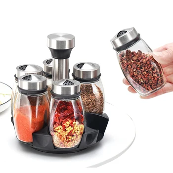 Rotating Seasoning Jars set,Glass Cruet Set,for Spices Pepper ,salt,Kitchen Storage Rack Organizer
Rotating Seasoning Jars set,Glass Cruet Set,for Spices Pepper ,salt,Kitchen Storage Rack Organizer