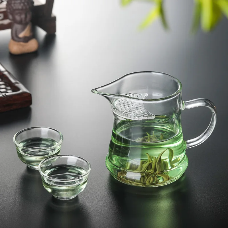 Фото Glass Pitcher Beak Filter Tea Pot Heat-Resistant Crescent Green Public Cup Thick Olecranon Kung Fu Set  Дом и | Чайные салфетки (4001127895278)