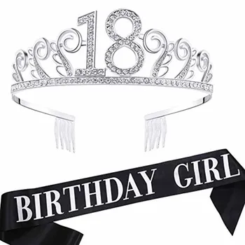18th Birthday girl Sash crown tiara hat eighteen 18 years old Princess happy birthday Party Decoration Favor gift supplies 
18th Birthday girl Sash crown tiara hat eighteen 18 years old Princess happy birthday Party Decoration Favor gift supplies