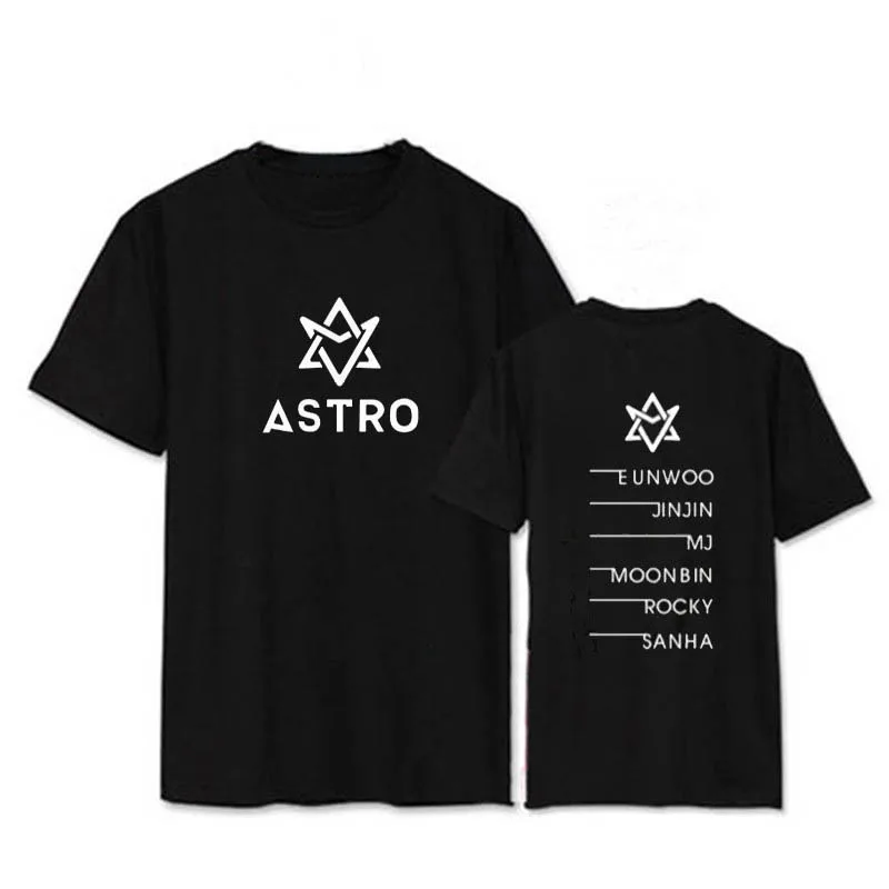 KPOP Astro MJ JINJIN SANHA MOONBIN альбом рубашки Повседневная хлопковая одежда футболка с